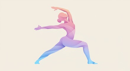 Abstract human figure in dynamic pose with gradient colors