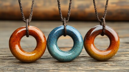 Handmade Ceramic Jewelry Pendants Displaying Realistic Colors and Finishes in Beautiful Photography