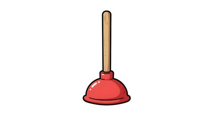 Naklejka premium Red Plunger: Cartoon Illustration for Plumbing and Household Tasks