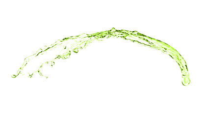 Splash of green water in air on white background