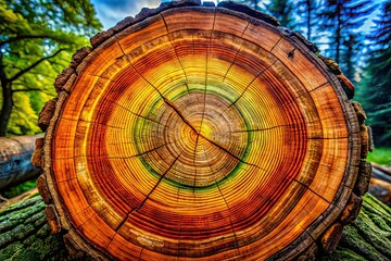 Growth Rings & Wood Grain: Fashionable Tree Trunk Cross-Section