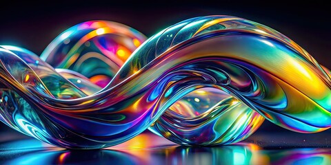 Holographic Liquid Twisted Shape Macro 3D Render