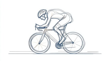 Fototapeta premium One Line Drawing or Continuous Line Art of a Bicycle Athlete. Vector sport minimalism. 