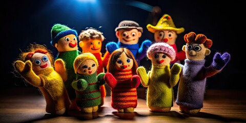 Isolated Finger Puppets Low Light Photography, Dark, Dramatic, Surreal