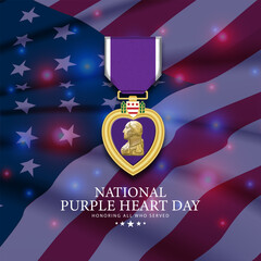 National Purple Heart Day August 7 Background Vector Illustration