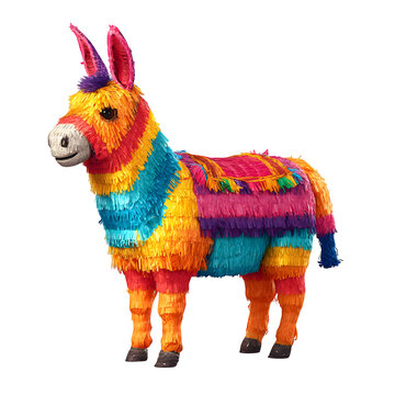 Festive Donkey Pi&ntilde;ata Ready for a Party Colorful Mexican Tradition, Cinco de Mayo  