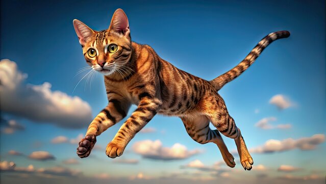 Jumping Minskin Cat Rule of Thirds Photography