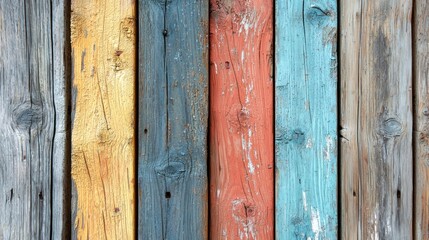 Vibrant and Textured Wooden Planks in Diverse Colors for Repurposing and Decorative Projects