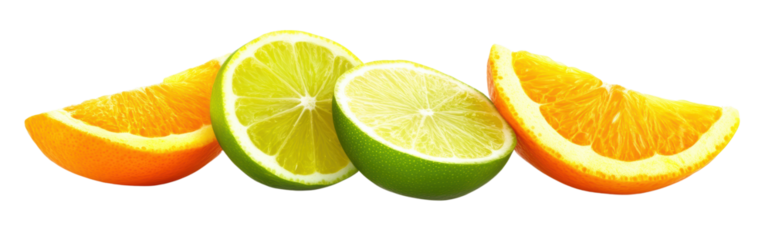 Citrus slices, white isolated background