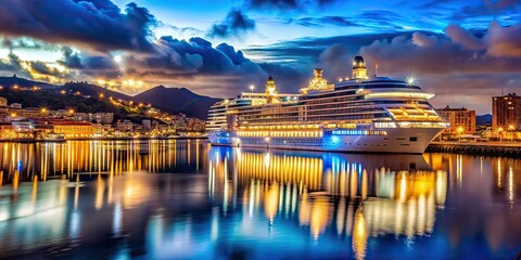 Las Palmas Aida Cruise Ship Night Long Exposure, Puerto de La Luz