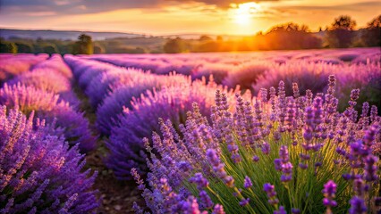 Naklejka premium Lavender Garden Rule of Thirds AI Photo