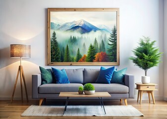 Living Room Interior Design Mockup - Double Exposure