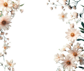 Floral border, white isolate background