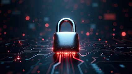 Digital lock glowing abstract background cybersecurity data protection image