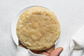 Overhead view of vanilla sugar cookies, top view of bakery style sugar cookies