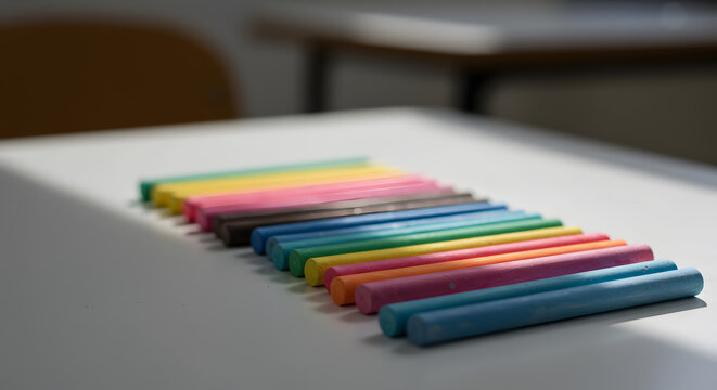 Vibrant Rainbow of Modeling Clay Sticks on White Table
