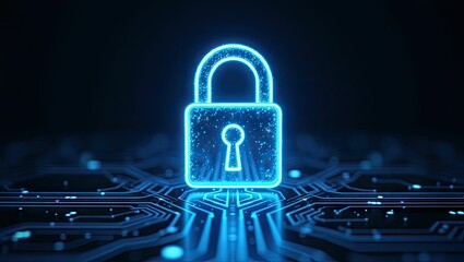 Digital padlock secure data protection and cybersecurity concept