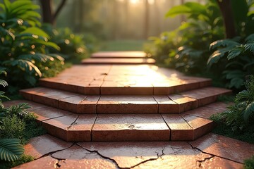 Fototapeta premium Serene Stone Steps into the Forest Light