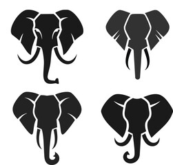 Elephant Head Silhouette Vector Set