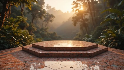 Fototapeta premium Serene Stone Steps into the Forest Light