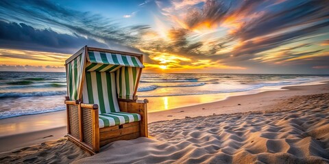 Long Exposure Strandkorb Seascape - North Sea Baltic Sea