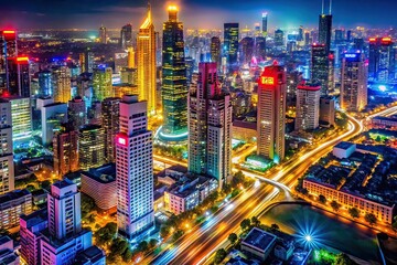 Obraz premium Low Light Cityscape View, Night Photography, Urban Scene, AI Art