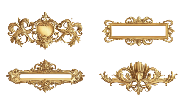 Set of ornate golden decorative frames