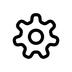A black and white image of a gear with a white background. The gear is the main focus of the image