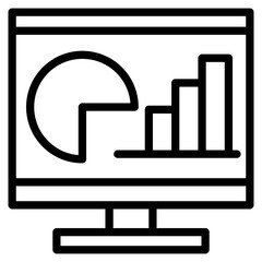 Pie and bar chart on computer screen icon