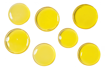 Set of yellow gel round patches on a white background, png