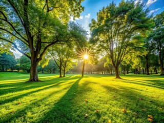 Lush Park Lawn with Trees - AI Photorealistic Landscape