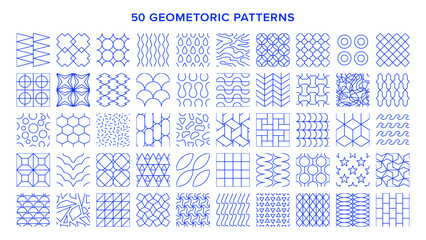 50種類の幾何学模様のシームレスパターン