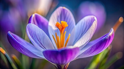 Fototapeta premium Macro Crocus Flower Closeup, Spring Bloom, Botanical Photography
