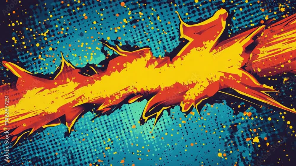 Poster dynamic burst vector background with halftone and paint splatter effect design element