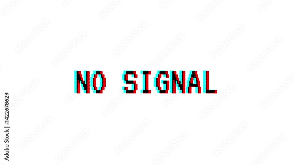 Poster no signal text animation with glitches and distortion effects