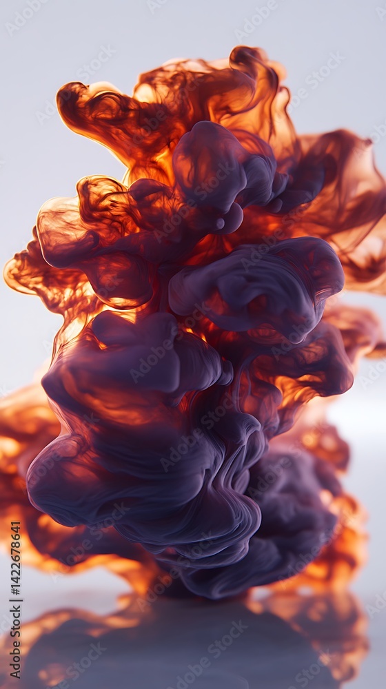 Poster abstract fusion of colorful inks underwater swirling, creating a fluid design