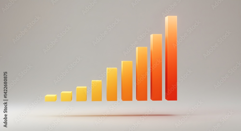 Poster ascending 3d bar graph: visualizing growth and progress in business analytics and data visualization