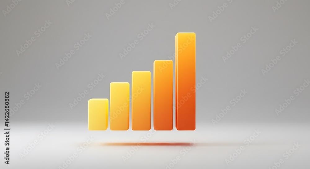 Poster ascending 3d bar graph: illustrating growth, progress, and data visualization in warm color palette