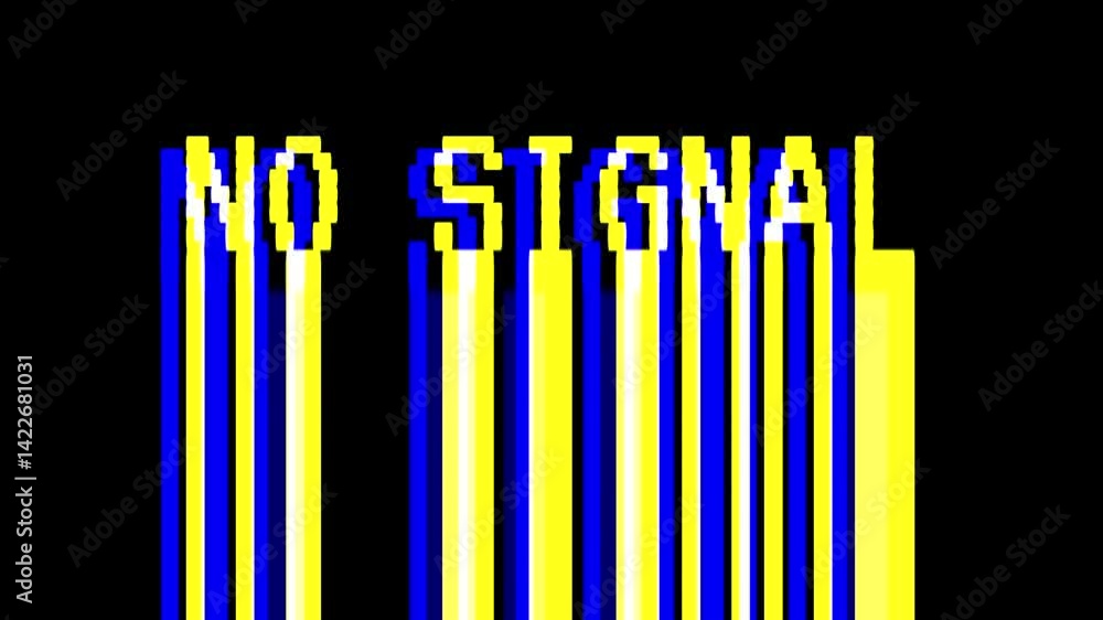 Poster no signal text animation with glitches and distortion effects