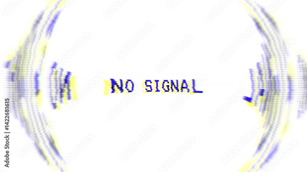 Poster no signal text animation with glitches and distortion effects
