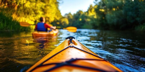 kayak on the river ready for rapids