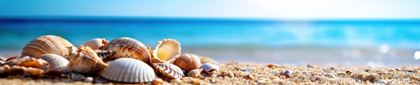 seashells on the beach of the ocean shore