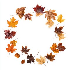 Autumn Leaves Circle Frame - Fall Season Nature