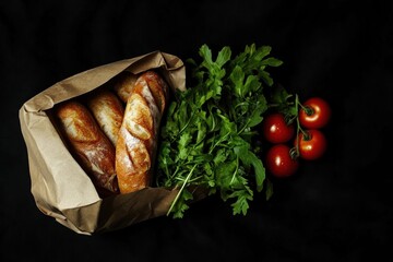Artisan Bread, Tomatoes, and Arugula: A Rustic Still Life