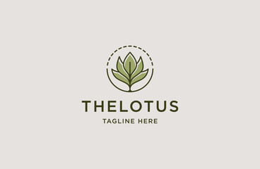 Lotus flower with line art logo icon inspiration vector illustration