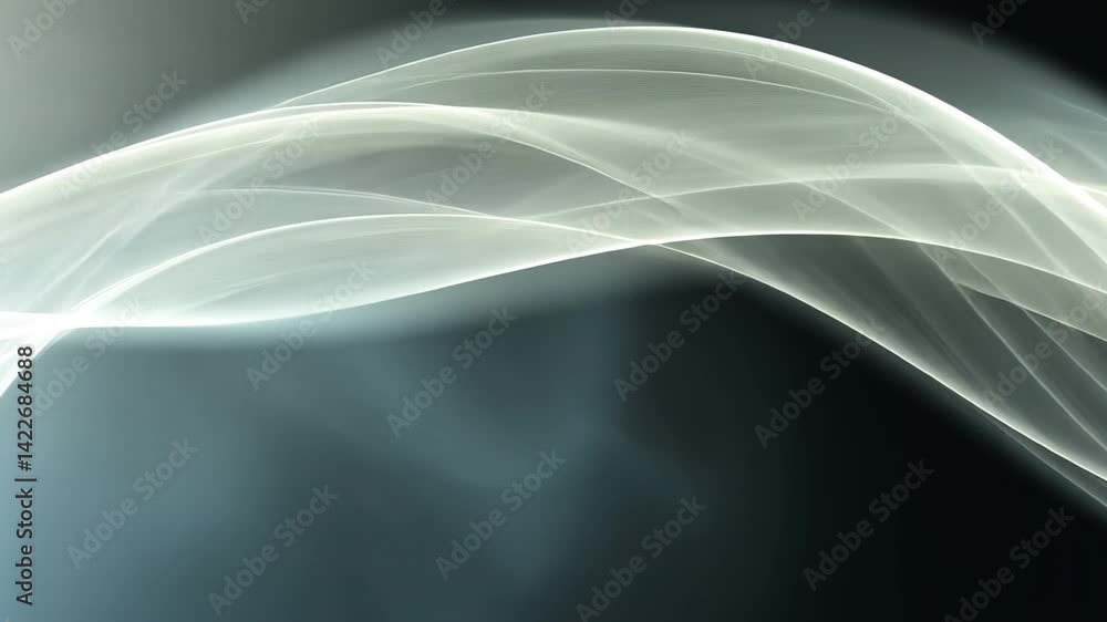 Poster smooth, translucent waves an abstract design in gray and white flowing calmly, evoking tranquility a