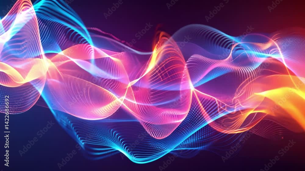 Poster colorful abstract wave patterns dynamic visual experience of energy and movement in light and design