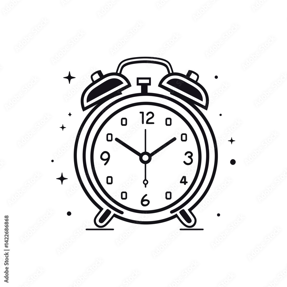 Poster alarm clock icon isolated. time concept on transparent background