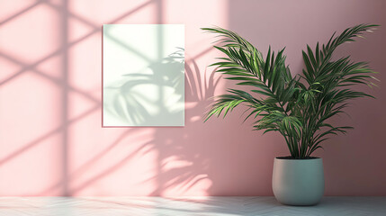 Pastel Pink Room Mockup Business Flyer Template with Plant