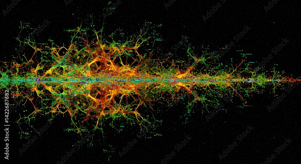 Poster microscopic visualization of a neural network: a complex interplay of neurons and synapses